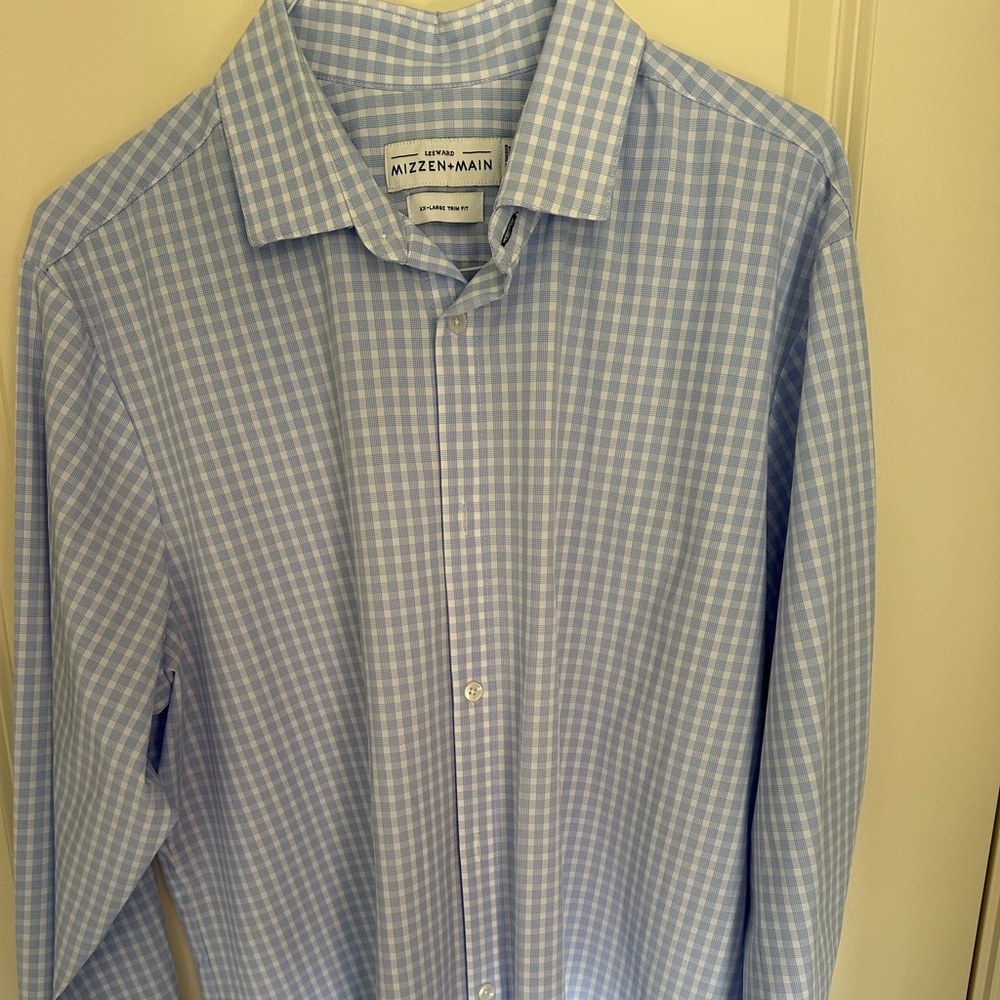 Mizzen+Main. Leeward Long sleeve dress shirt. XXL. Blue Checks.